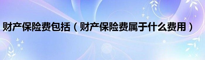 财产保险费包括(财产保险费属于什么费用)