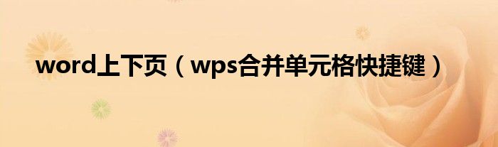 word上下页(wps合并单元格快捷键)
