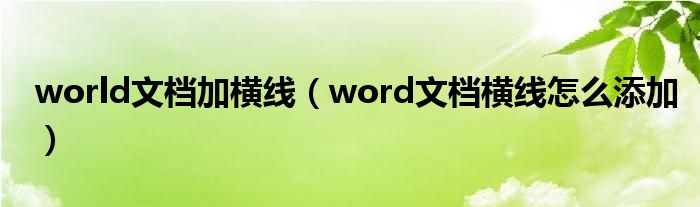 world文档加横线(word文档横线怎么添加)