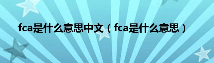 fca是什么意思中文(fca是什么意思)