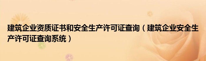 建筑企业资质证书和安全生产许可证查询(建筑企业安全生产许可证查询系统)
