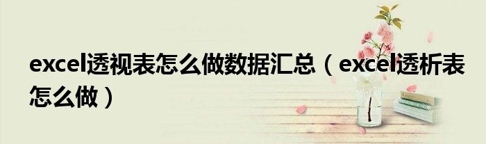 excel透视表怎么做数据汇总(excel透析表怎么做)