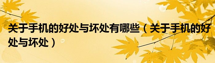关于手机的好处与坏处有哪些(关于手机的好处与坏处)