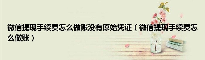 微信提现手续费怎么做账没有原始凭证(微信提现手续费怎么做账)