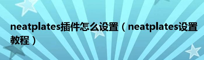 neatplates插件怎么设置(neatplates设置教程)
