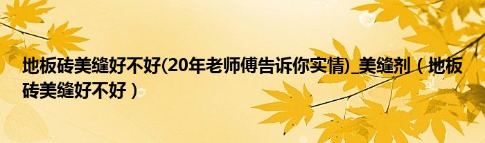 地板砖美缝好不好(20年老师傅告诉你实情)_美缝剂(地板砖美缝好不好)