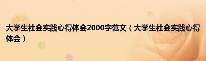大学生社会实践心得体会2000字范文(大学生社会实践心得体会)