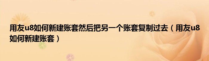 用友u8如何新建账套然后把另一个账套复制过去(用友u8如何新建账套)