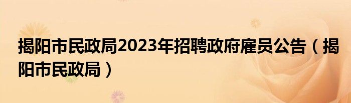 揭阳市民政局2023年招聘政府雇员公告(揭阳市民政局)