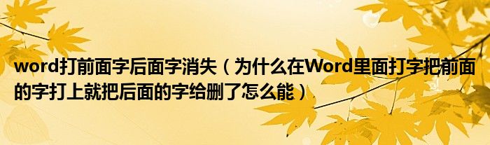 word打前面字后面字消失(为什么在Word里面打字把前面的字打上就把后面的字给删了怎么能)