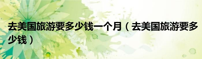 去美国旅游要多少钱一个月(去美国旅游要多少钱)
