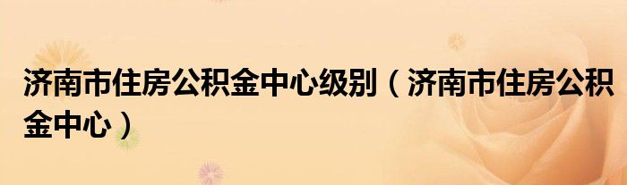 济南市住房公积金中心级别(济南市住房公积金中心)