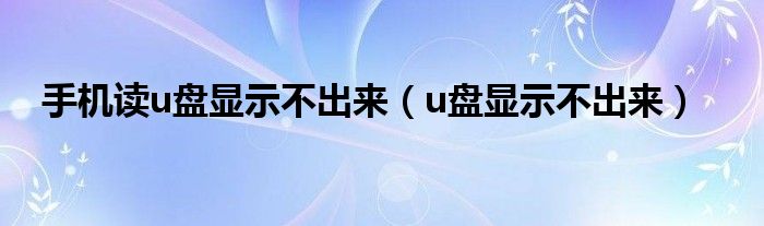 手机读u盘显示不出来(u盘显示不出来)