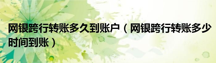 网银跨行转账多久到账户(网银跨行转账多少时间到账)