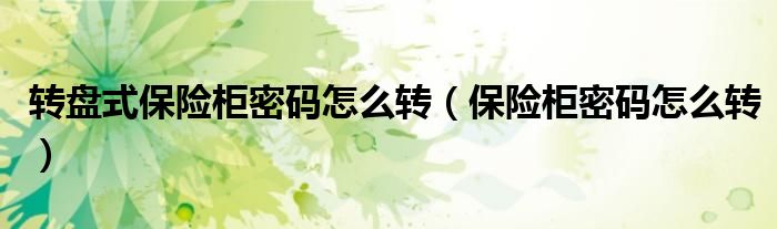 转盘式保险柜密码怎么转(保险柜密码怎么转)
