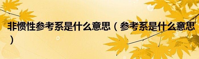 非惯性参考系是什么意思(参考系是什么意思)