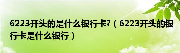 6223开头的是什么银行卡?(6223开头的银行卡是什么银行)