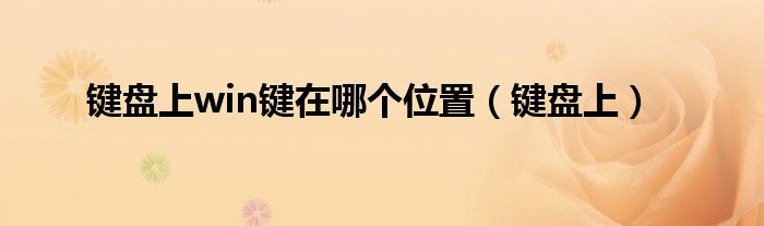 键盘上win键在哪个位置(键盘上)