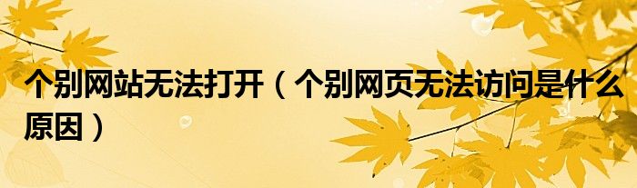 个别网站无法打开(个别网页无法访问是什么原因)
