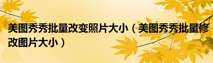 美图秀秀批量改变照片大小(美图秀秀批量修改图片大小)