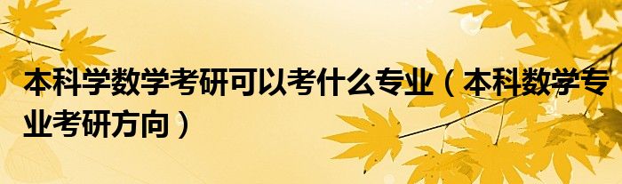 本科学数学考研可以考什么专业(本科数学专业考研方向)
