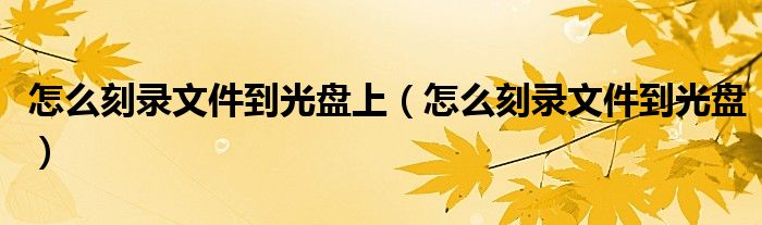 怎么刻录文件到光盘上(怎么刻录文件到光盘)