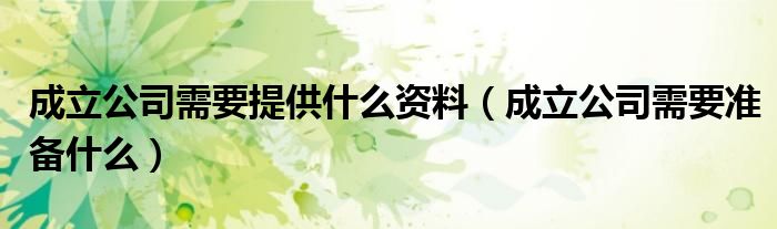 成立公司需要提供什么资料(成立公司需要准备什么)