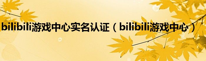 bilibili游戏中心实名认证（bilibili游戏中心）