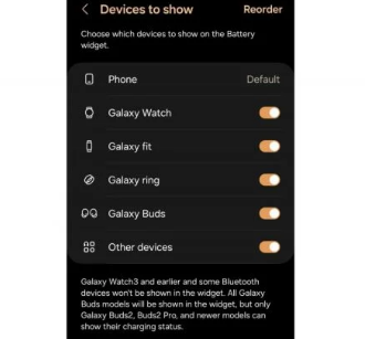 三星Galaxy Ring作为兼容设备出现在库存电池小组件中
