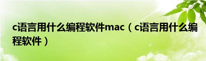 c语言用什么编程软件mac（c语言用什么编程软件）