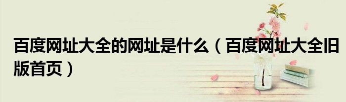 百度网址大全的网址是什么(百度网址大全旧版首页)
