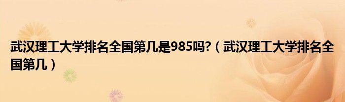 武汉理工大学排名全国第几是985吗?(武汉理工大学排名全国第几)