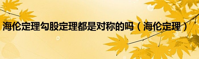 海伦定理勾股定理都是对称的吗(海伦定理)