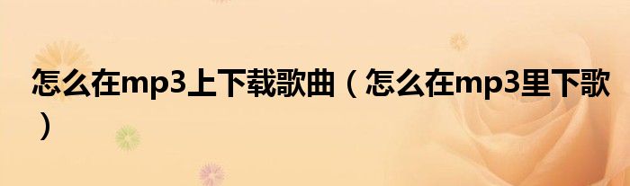 怎么在mp3上下载歌曲(怎么在mp3里下歌)