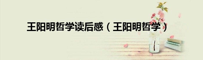王阳明哲学读后感(王阳明哲学)