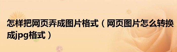 怎样把网页弄成图片格式(网页图片怎么转换成jpg格式)