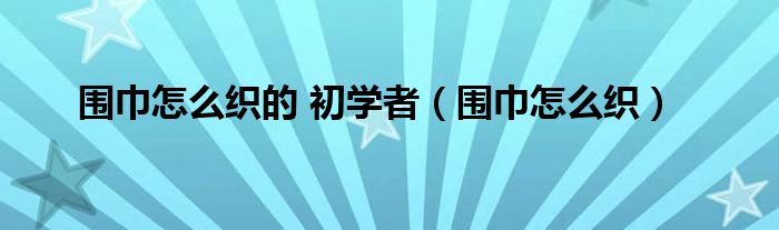 围巾怎么织的 初学者(围巾怎么织)