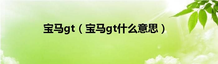 宝马gt(宝马gt什么意思)