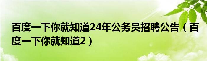 百度一下你就知道24年公务员招聘公告(百度一下你就知道2)