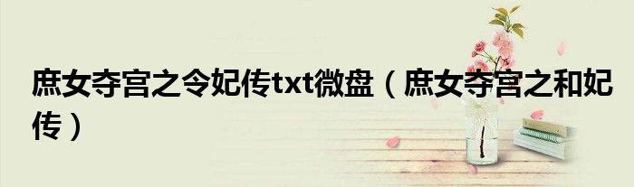 庶女夺宫之令妃传txt微盘(庶女夺宫之和妃传)