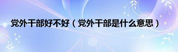 党外干部好不好(党外干部是什么意思)