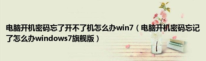 电脑开机密码忘了开不了机怎么办win7(电脑开机密码忘记了怎么办windows7旗舰版)