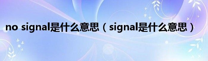 no signal是什么意思（signal是什么意思）