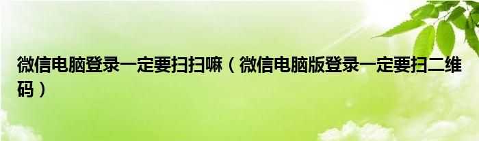 微信电脑登录一定要扫扫嘛（微信电脑版登录一定要扫二维码）