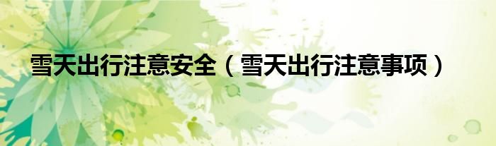 雪天出行注意安全(雪天出行注意事项)