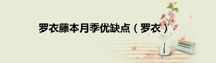 罗衣藤本月季优缺点(罗衣)
