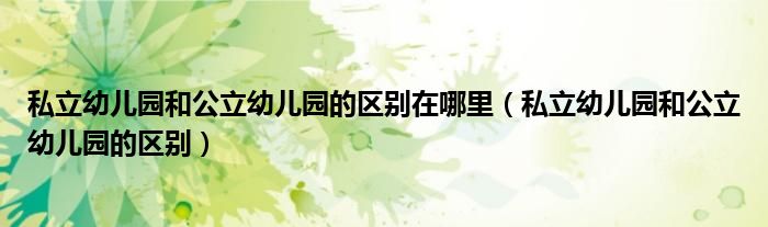 私立幼儿园和公立幼儿园的区别在哪里(私立幼儿园和公立幼儿园的区别)