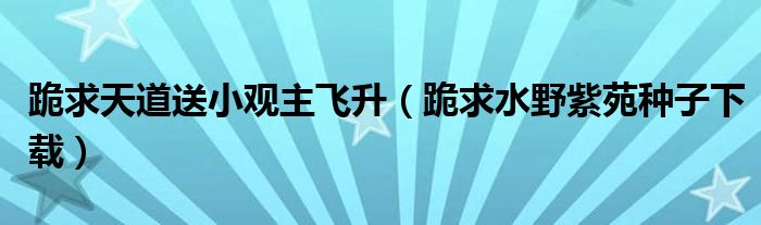 跪求天道送小观主飞升(跪求水野紫苑种子下载)