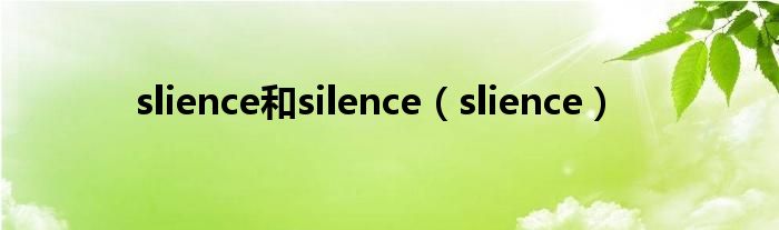 slience和silence（slience）