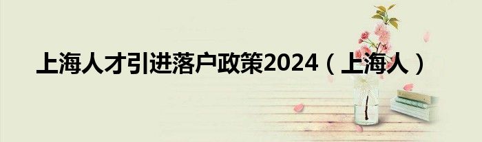 上海人才引进落户政策2024（上海人）